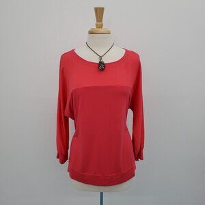 Calvin‎ Klein Womens Pink Chiffon Sheer Detail Panel Contrast Blouse Top Size XL